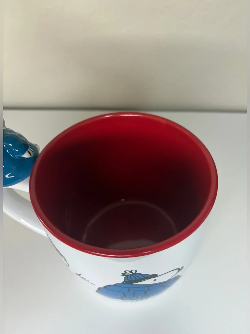 Peanuts Snoopy Woodstock Blue Puffer Jacket Winter Coffee Mug 2025 w/Stir